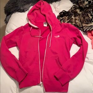 Pink north face zip up